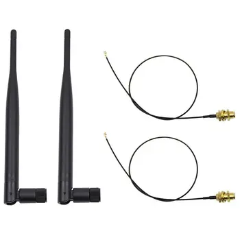 2 x 6dBi 2,4 GHz 5GHz Dual Band WiFi RP-SMA Antena + 2 x 35 cm U. fl / IPEX Kabel