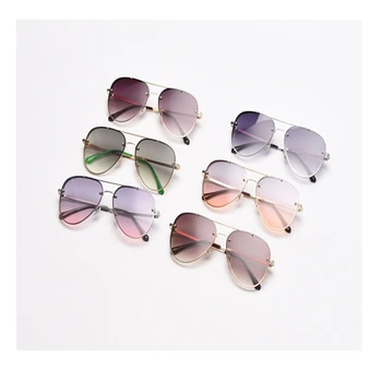 2020 Novi Kovinski Dvojni Svetlobni sončna Očala za ženske Unisex Klasična Moda zelena rumena očala Seksi Gradient Barve iz Enega kosa odtenki