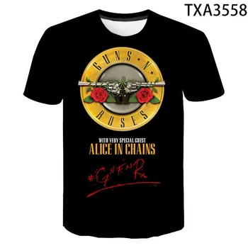 2020 Novo Guns N Roses 3D Tiskanih Majica s kratkimi rokavi Moški, Ženske, Otroci in Modnih Poletnih Kratek Rokav Tshirts Priložnostne Fant Dekle Otroci Vrhovi Tee