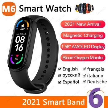 2021 M6 Smart Band Gledajo Moški Ženske Smartwatch Srčni Utrip, Šport, Fitnes Sledenje Zapestnica Za Apple Xiaomi Redmi Android Ure