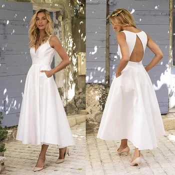 2021 Poletje Nove Bele Obleke Za Ženski Poročni Elegantna Dama Vestidos Oblačila Seksi Backless Ženske Večer Stranka Obleko