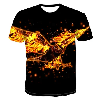 2021New Trend O-Vratu T-Shirt 3D Phoenix Eagle Grafika, Tiskanje Harajuku Ulica Kratek Rokav Priložnostne Prostem Svoboden Športnih T-shirt 4XL