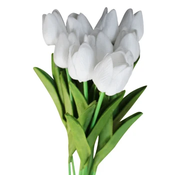 20Pcs Bela 13.8 palčni Umetno Tulipani Cvetje za Stranke, Dekoracija,Poročni Dekoracijo Doma