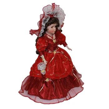 40 cm Viktorijanski Porcelana Ženski Model Lutka V Rdeče Dolgo Obleko, Klobuk Doma Dekor
