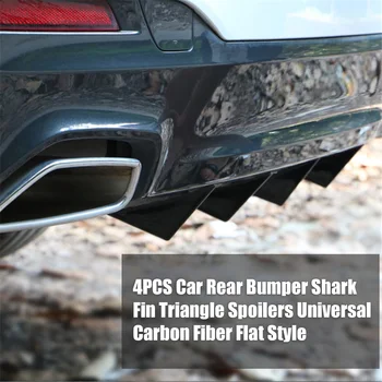 4PCS Avto Zadnji Odbijač Shark Fin Trikotnik Spojlerji Univerzalno Ogljikovih Vlaken Ravno Slog Splitter Nič Zaščitnik