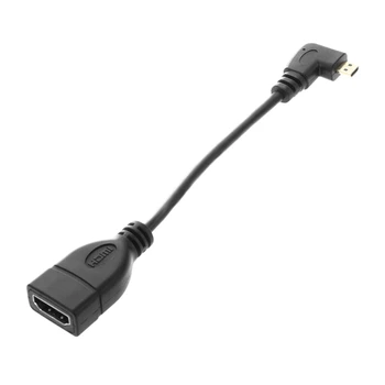 90-Stopinjski mikro - HDMI Pravo Smer Moški za HDMI Ženski Kabel, Dolžina: 17 cm