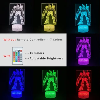 Anime GUNDAM Zemlji Federacije Sil 3D Sliko Lučka za Pametni Telefon Nadzor 16 Barve Oddaljenega VODILA Ustvarjalno Branje Lučka za Darilo za Rojstni dan