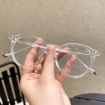 Anti-Modra Svetloba Očala Ženska Okrogle Očala za Človeka Cmaos Nova Modna Unisex Očala Akril Dekle Pregleden Blokiranje Specula