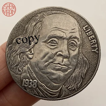 Benjamin Franklin je Eden izmed treh ustanoviteljev Amerike 1938 Kovancev USA Morgan Dolar KOVANEC KOPIJO Bakren kovanec