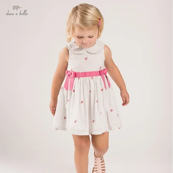 DB16927 dave bella poletje baby dekle srčkan lok vezenje pike obleko otroci in modnih stranka obleko otroci dojenčka lolita obleko