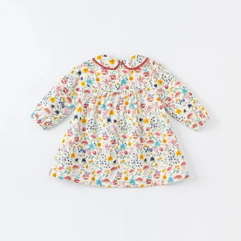 DBM19136-2 dave bella jeseni baby dekle srčkan cvjetnim tiskanja obleko otroci in modnih stranka obleko otroci dojenčka lolita obleko