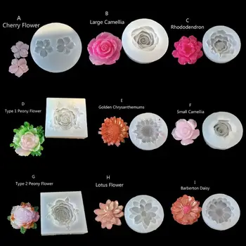 DIY Cvet Silikonsko Plesni Smolo Camellia Peony Daisy Lotus Flower Jewlery, zaradi Česar