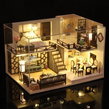 DIY Lutke Miniature Obrti Kompleti Apartma počitniška hiša Izgradnjo modelov Za