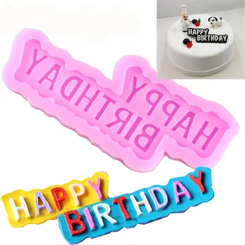 Happy Birthday Pismo obliki silikonsko plesni čokolado fondat torto dekoracijo Orodja cupcake plesni