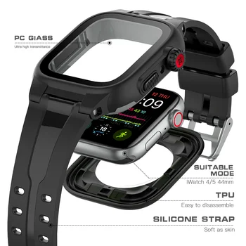 IP68 Vodotesen Celotno Zaščitno Ohišje+Silikonski Trak za Apple Watch Band Serije MP 6 5 4 3 2 Šport Pokrovček Nastavite za iWatch 42/44 MM