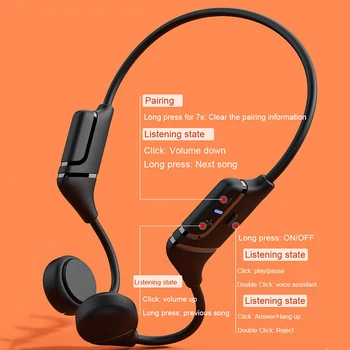 Kostno Prevodnost Slušalke Bluetooth Šport Na Prostem Brezžični Zvok Slušalke Stereo Z Mikrofonom Za Prostoročno Uporabo Za Tek, Kolesarjenje