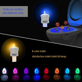LED Školjko sedeža Noč svetlobe Indukcijske lučka senzor Gibanja, WC lučka 8 barv Spremenljivka lučka za Osvetlitev ozadja se Uporabljajo za stranišča