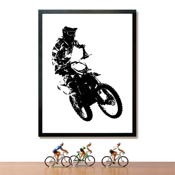 Motokros Rider, Plakati, Art Natisne Črno in Belo Motorcycle Racer Sodobne Platno Slikarstvo Fantje Domov Umetnosti Steno Soba dekor Dekor