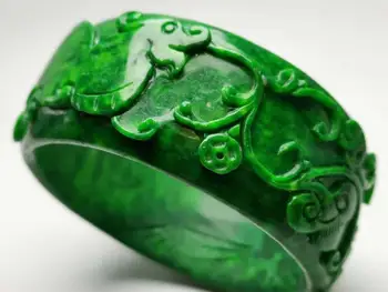 Naravni Mjanmar emerald green jade bangles ročno izrezljane cvet jadeit zapestnice jade bangles jade nakit