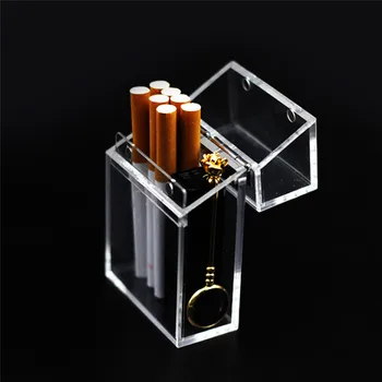 Pregledna Cigaret Primeru Moda Akril Kovinski Dodatki Zgosti Prenosni Lažja Embalaža Dustproof Škatla Za Shranjevanje