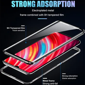 Redmi Opomba 10 Pro Primeru Dvojno Stransko Steklo Magnetni Primeru Za Xiaomi Mi 10T Lite Metal Odbijača Primeru Xiaomi Poco X3 NFC Coques