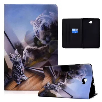 Risanke Mačka Tiger Živali Otroci Stojalo Pokrov Funda za Samsung Galaxy Tab A6 10.1 2016 T585 T580 SM-T580 T580N Tablet Coque+Pen