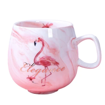 Ustvarjalne Marmorirano Keramični Kreveljiti Flamingo Kave Vrč Čaja Pokal Urad Bar Drinkware Darilo