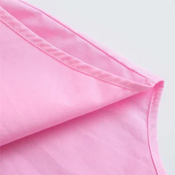 Vintage trdna roza priložnostne woemn je bluzo poletje 2021 Enotni-zapenjanje naravnost majica za lady Ulične mode bluzo ženski