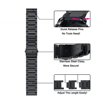 Za Orodje S3 Frontier/ Galaxy Watch 46mm Band 22 mm, iz Nerjavnega Jekla Povezavo Zapestnica Trak za Samsung Prestavi S3 Klasičnih Pametno Gledati