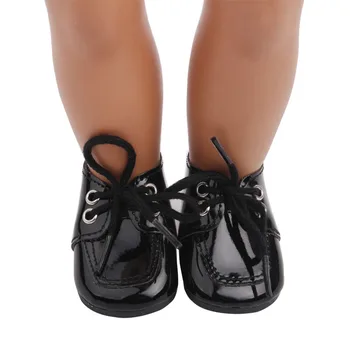 Črna Lepi Usnjeni Čevlji Novo Rojen Baby Doll Čevlji za 18